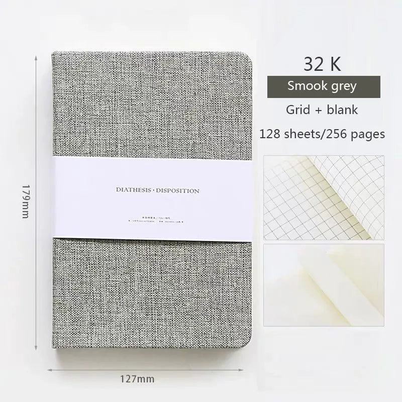 Linen Hardcover Notebook – 256 Pages, 80 GSM Blank & Grid Paper, Journal Planner for Office & School Kairos & Co.