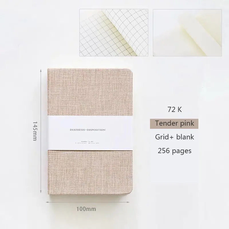 Linen Hardcover Notebook – 256 Pages, 80 GSM Blank & Grid Paper, Journal Planner for Office & School Kairos & Co.