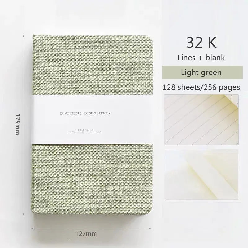 Linen Hardcover Notebook – 256 Pages, 80 GSM Blank & Grid Paper, Journal Planner for Office & School Kairos & Co.