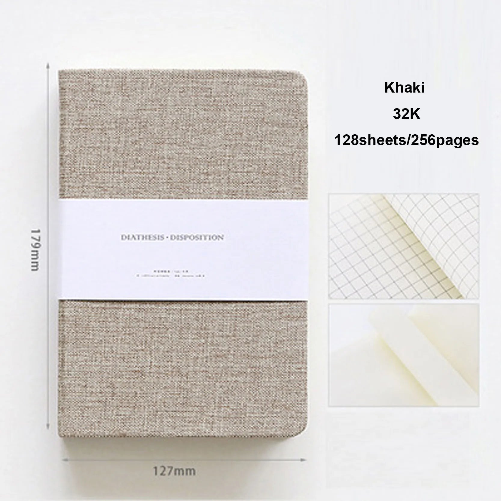 Linen Hardcover Notebook – 256 Pages, 80 GSM Blank & Grid Paper, Journal Planner for Office & School Kairos & Co.
