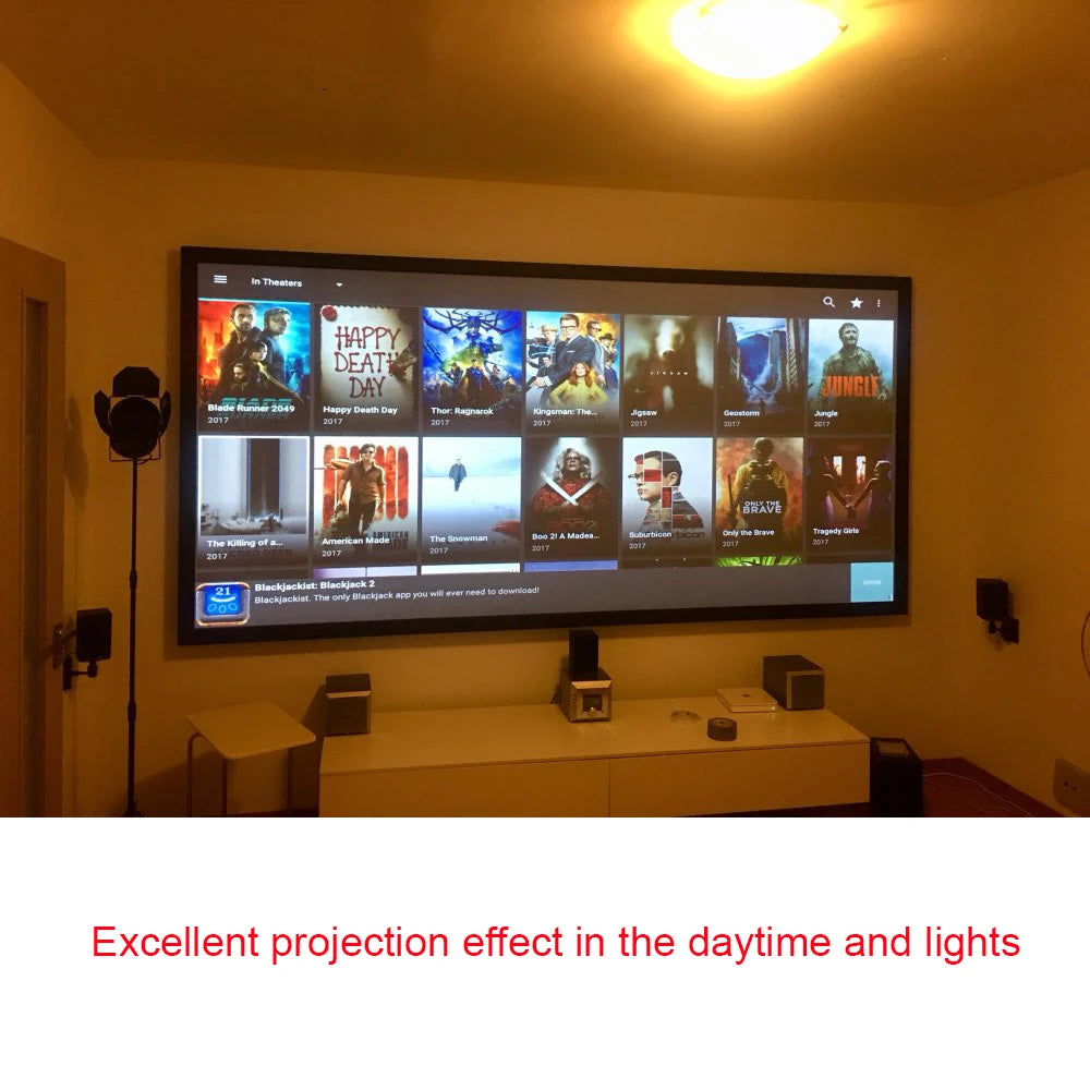 Salange Projector Screen – 60/100/120 Inch Reflective Fabric Projection Screen, Compatible with YG300, XGIMI, DLP & LED Projectors for Home Theater Kairos & Co.
