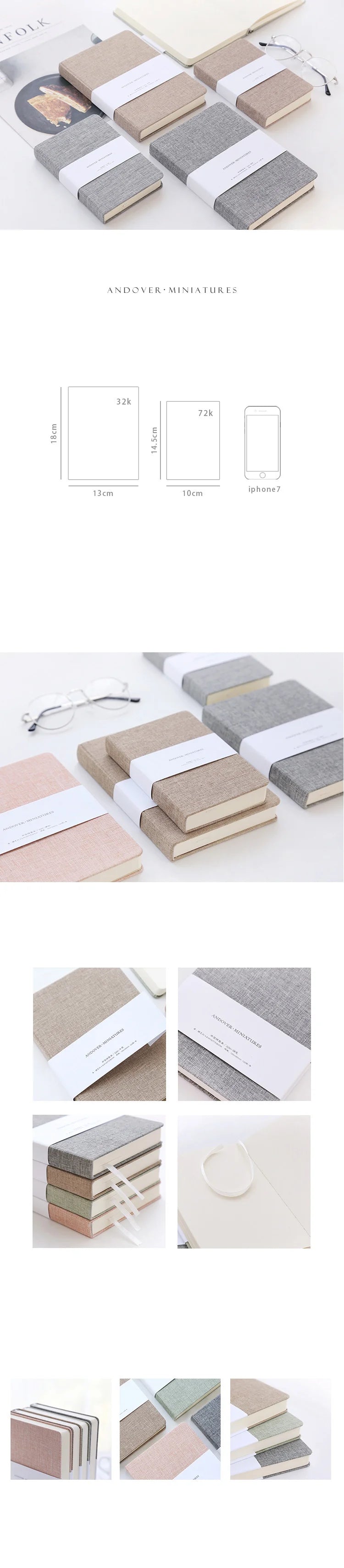Linen Hardcover Notebook – 256 Pages, 80 GSM Blank & Grid Paper, Journal Planner for Office & School Kairos & Co.
