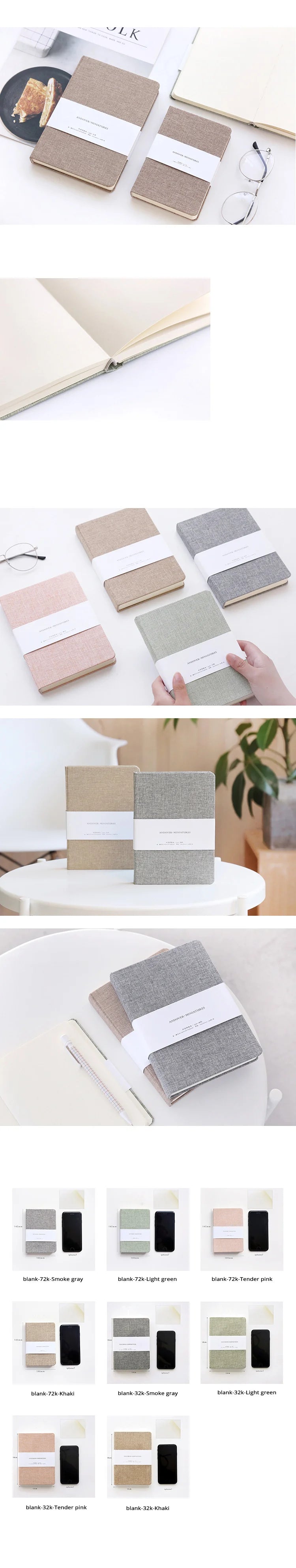 Linen Hardcover Notebook – 256 Pages, 80 GSM Blank & Grid Paper, Journal Planner for Office & School Kairos & Co.