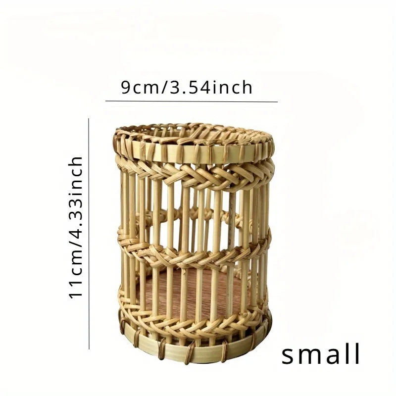 Hand-Woven Rattan Pen Holder & Stationery Organizer Kairos & Co.