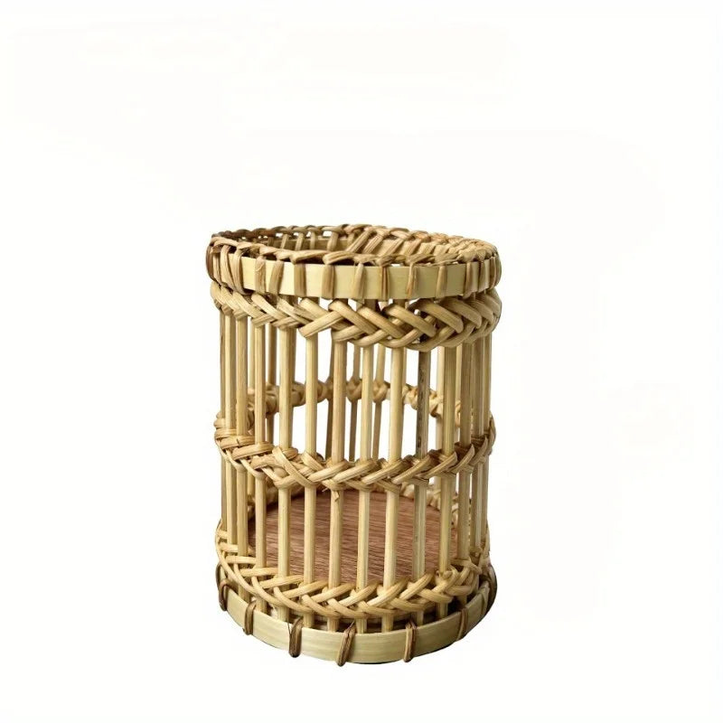 Hand-Woven Rattan Pen Holder & Stationery Organizer Kairos & Co.