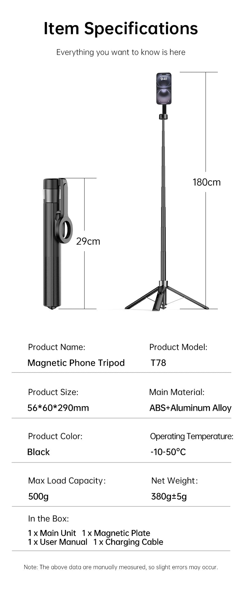 Extendable Magnetic Selfie Stick & Tripod with Remote Divina Constitutio