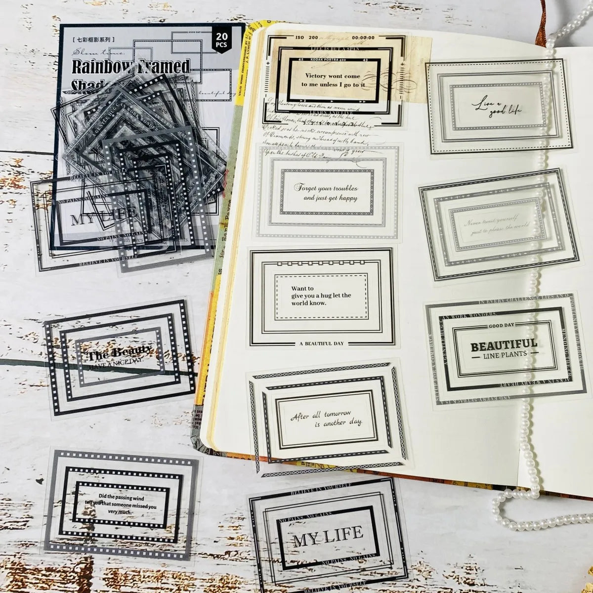 20pcs PET Frame Stickers – Journal & Scrapbook Embellishments Divina Constitutio