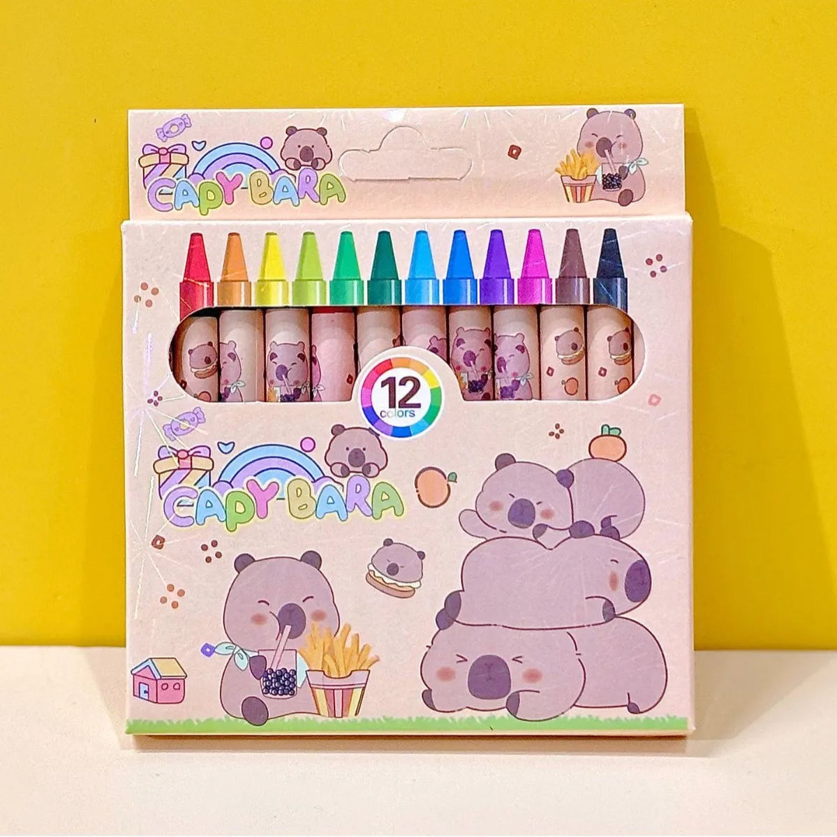 Cute Capybara Crayons – 12 or 36 Colors, Kids Party & Birthday Gift Divina Constitutio