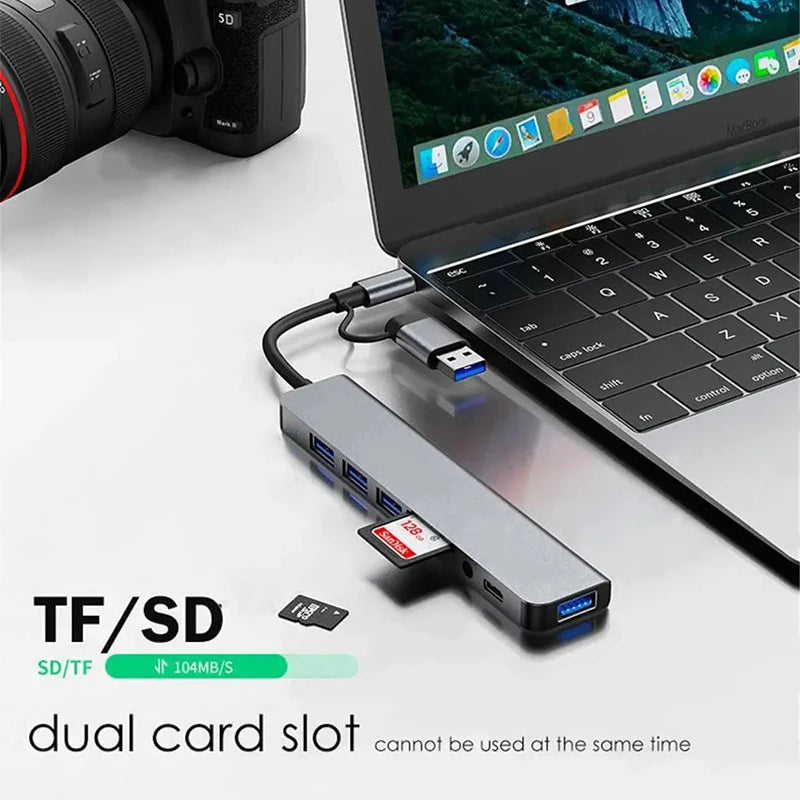8-in-1 USB-C Hub – USB 3.0, USB 2.0, SD/TF Card Reader & 3.5mm Audio Kairos & Co.