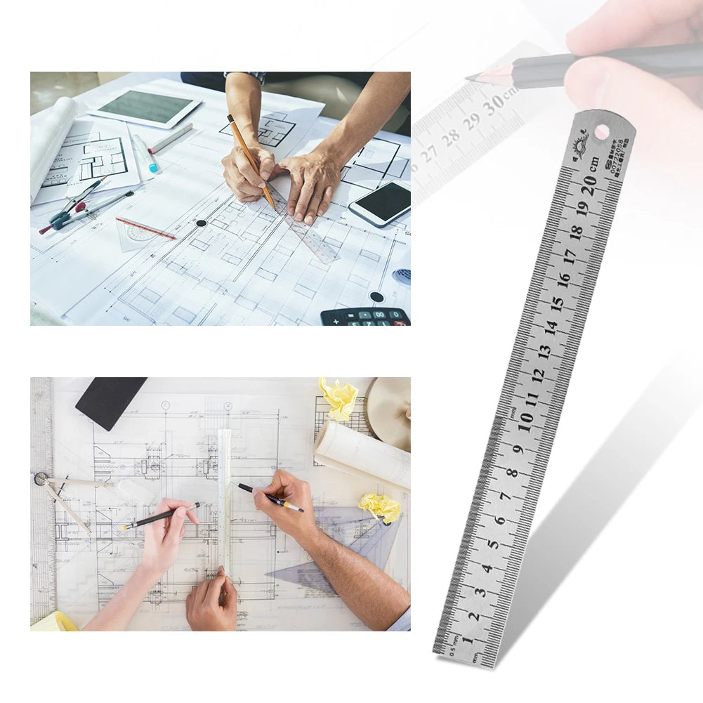 Stainless Steel Ruler – Double-Sided Metal Straight Ruler (150mm-500mm) Divina Constitutio
