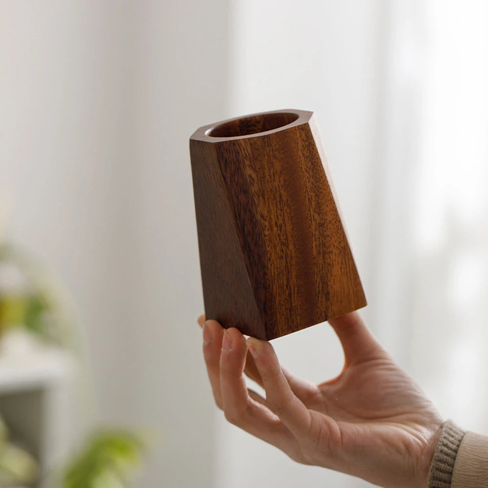 Walnut Wood Pen Holder – Vintage Desktop Stationery Organizer Kairos & Co.