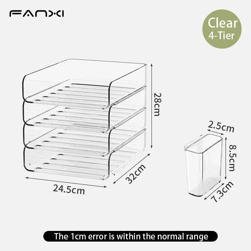 Clear Acrylic Desk Organizer (4-Pack) – Stackable Paper Trays Divina Constitutio