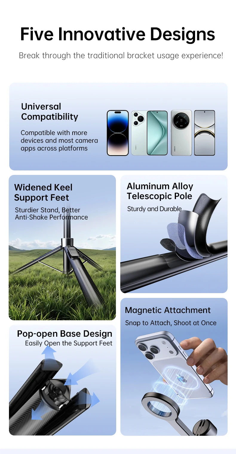 Extendable Magnetic Selfie Stick & Tripod with Remote Divina Constitutio
