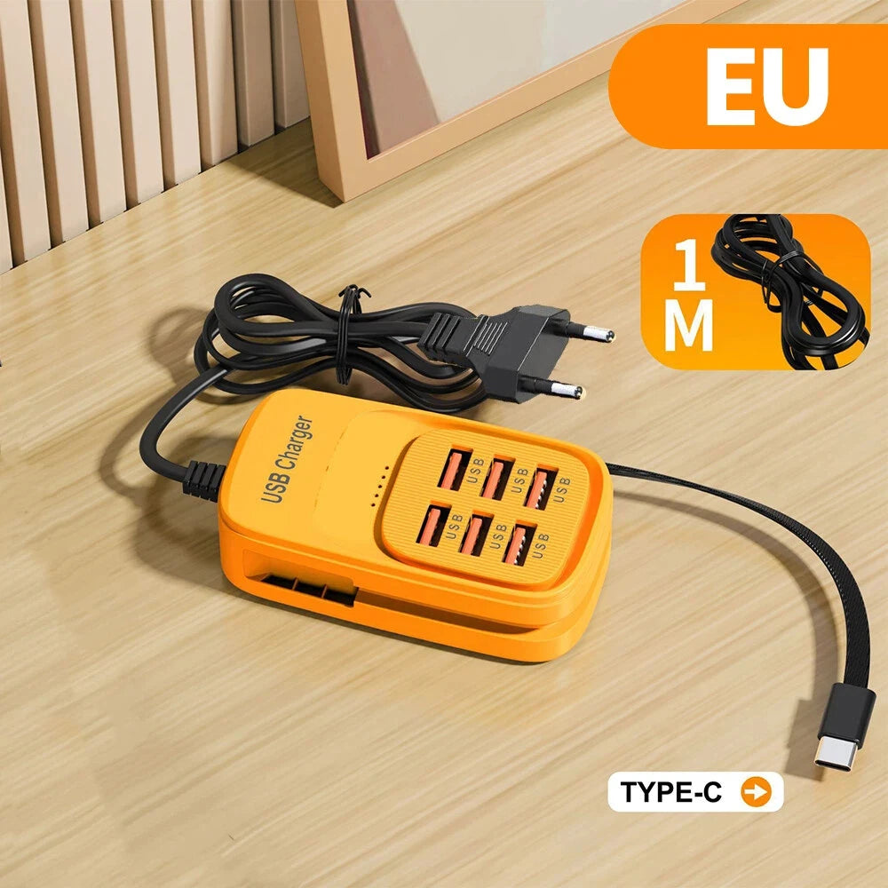 6-in-1 Fast Charging Station — USB Hub Power Strip with 3 PD & 3 USB Ports (US/UK/EU Plug) Kairos & Co.