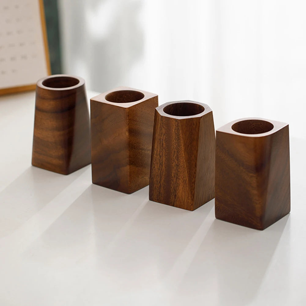 Walnut Wood Pen Holder – Vintage Desktop Stationery Organizer Kairos & Co.