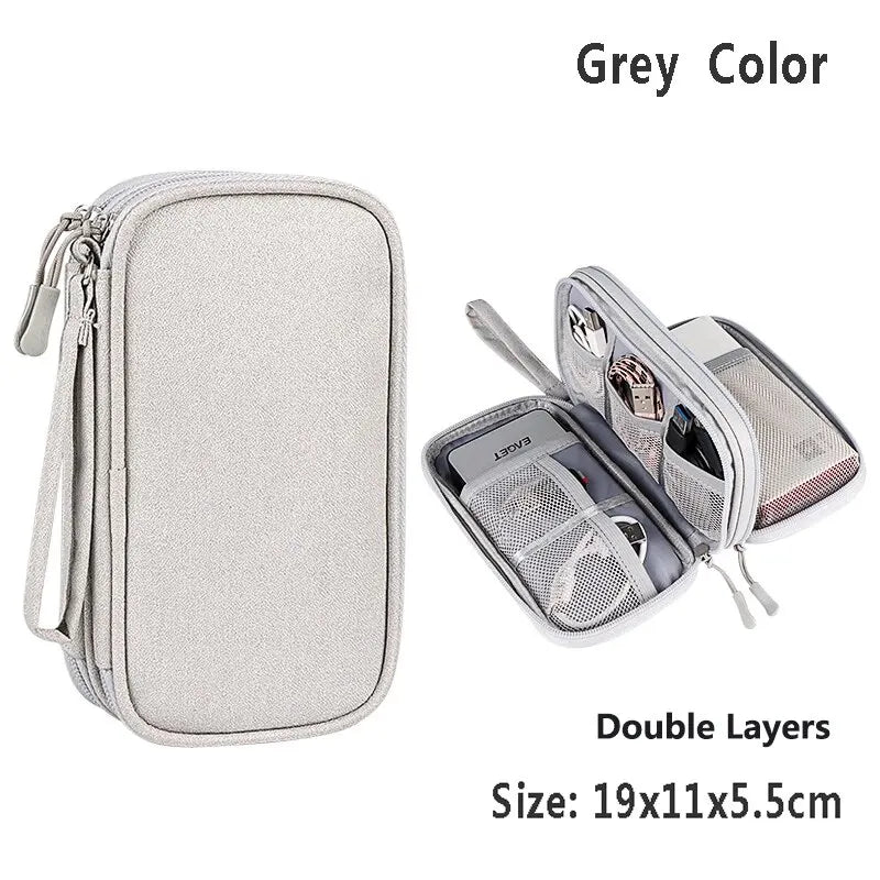 Data Cable Storage Bag Waterproof Portable Carry Case  Storage Bag Travel Organizer Bag for Cable Cord USB Charger Kairos & Co.