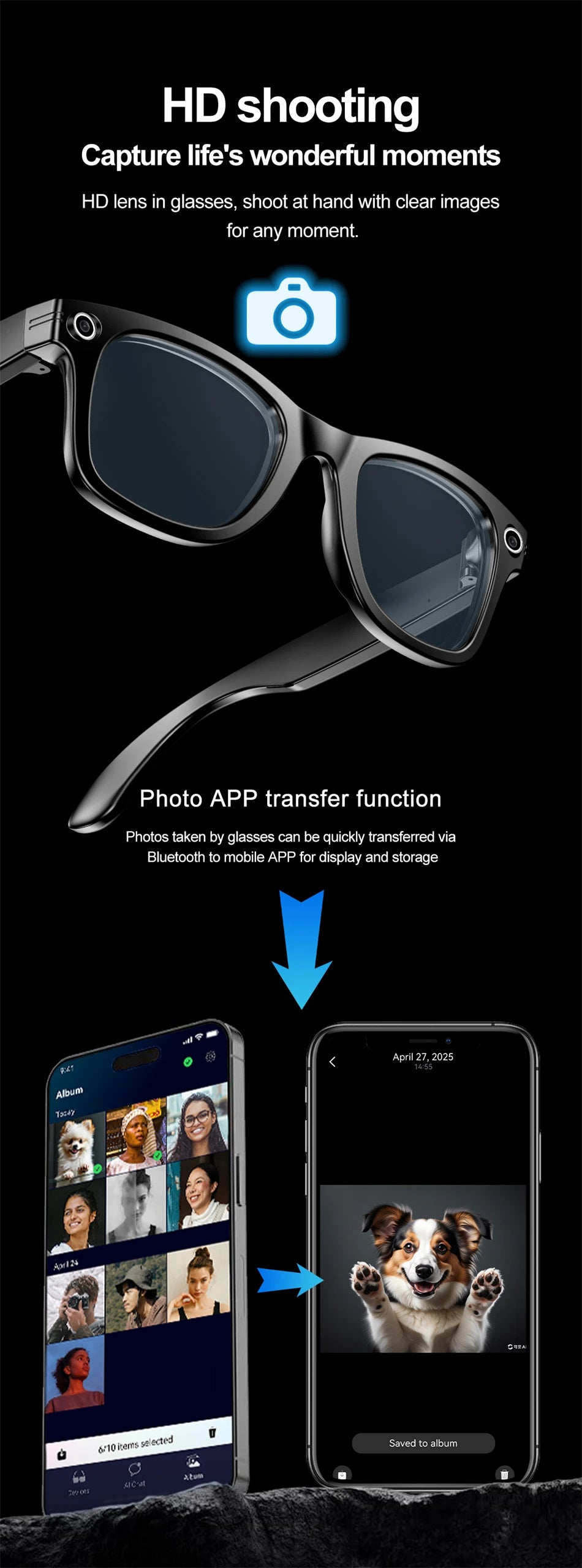 LIGE AI Smart Glasses – Camera Sunglasses with Bluetooth Calling Divina Constitutio