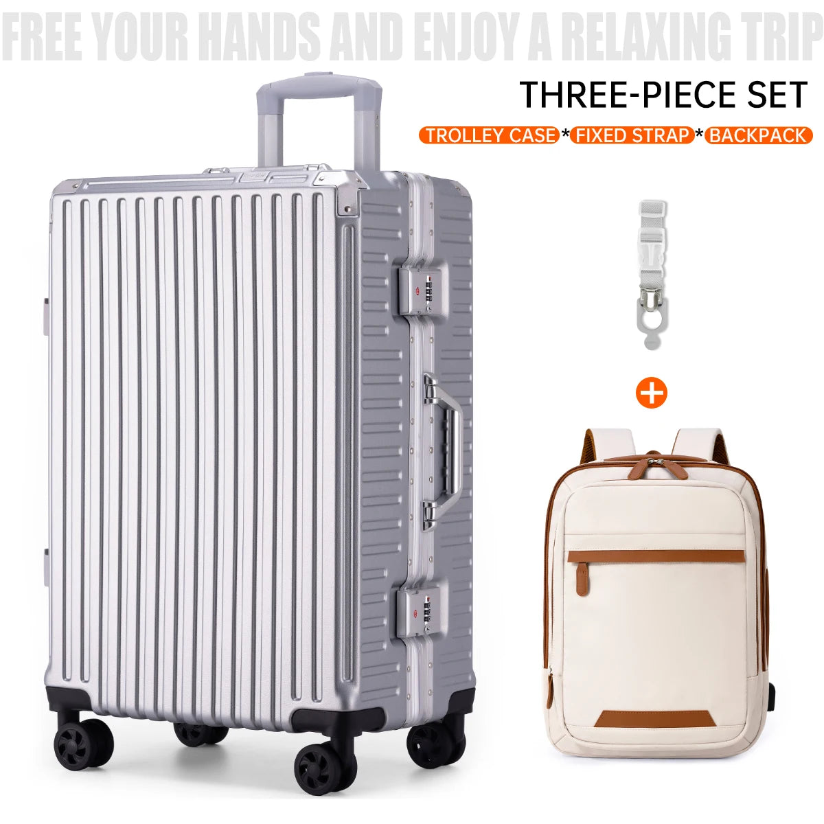 Trolley Luggage 20 24 26 28" Aluminum Frame Rolling Luggage Case USB Travel Suitcase on Wheels Combination Lock Carry on Luggage Kairos & Co.