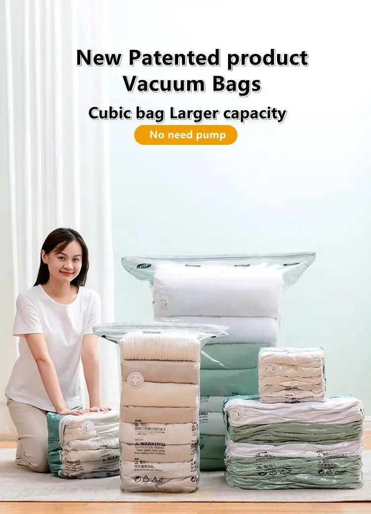 No Need Pump Vacuum Bags Large Plastic Storage Bags for Storing Clothes Blankets Compression Empty Bag Covers Travel Accessories Kairos & Co.