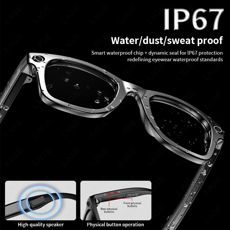 LIGE AI Smart Glasses – Camera Sunglasses with Bluetooth Calling Divina Constitutio