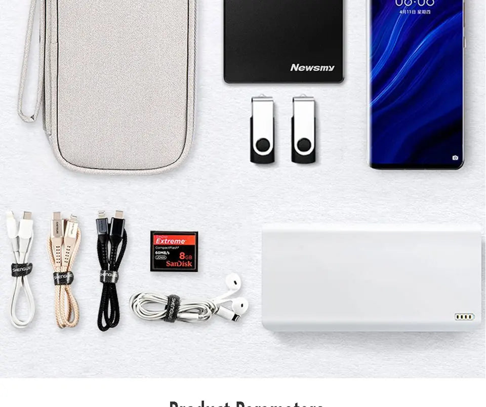 Data Cable Storage Bag Waterproof Portable Carry Case  Storage Bag Travel Organizer Bag for Cable Cord USB Charger Kairos & Co.