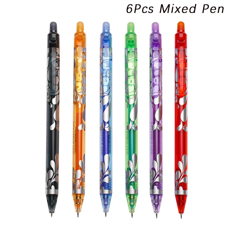 Erasable Gel Pen Set – 6-Color Kawaii Stationery, 0.5mm Divina Constitutio