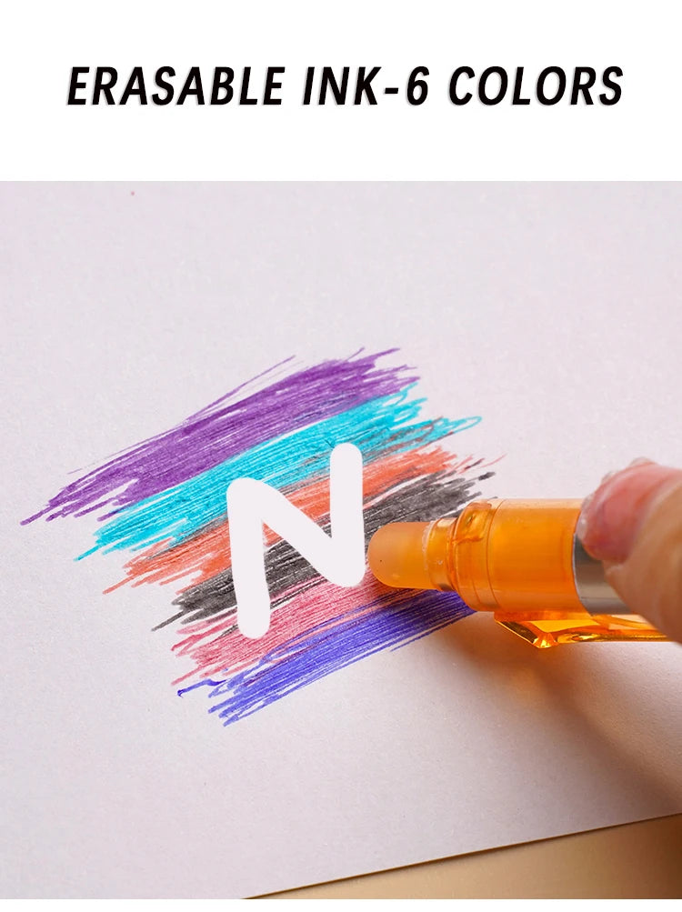 Erasable Gel Pen Set – 6-Color Kawaii Stationery, 0.5mm Divina Constitutio