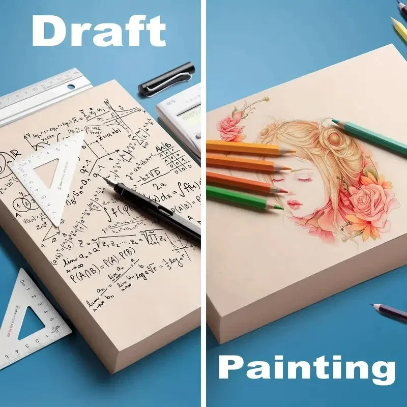 320 Sheets Draft Paper Notebook – Thickened, Ruled & Blank Pages for Student Study, Math Practice & Drawing Kairos & Co.