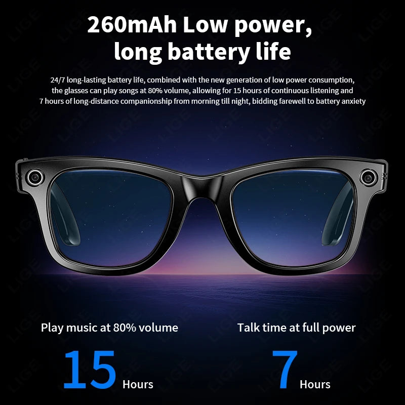 LIGE AI Smart Glasses – Camera Sunglasses with Bluetooth Calling Divina Constitutio
