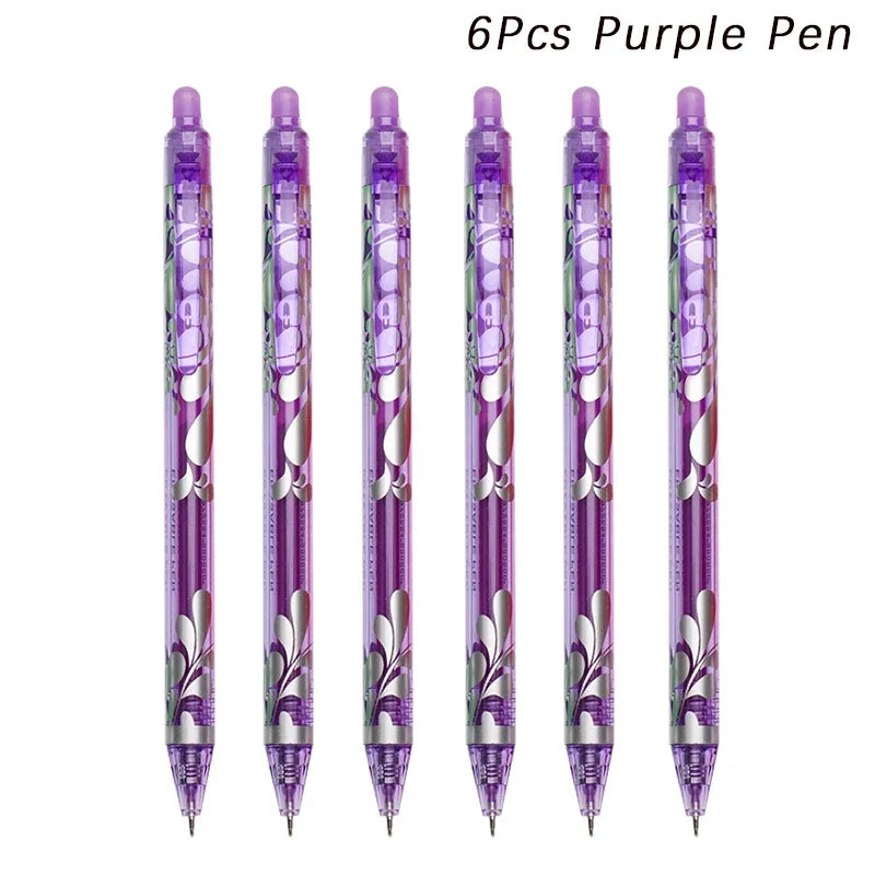 Erasable Gel Pen Set – 6-Color Kawaii Stationery, 0.5mm Divina Constitutio