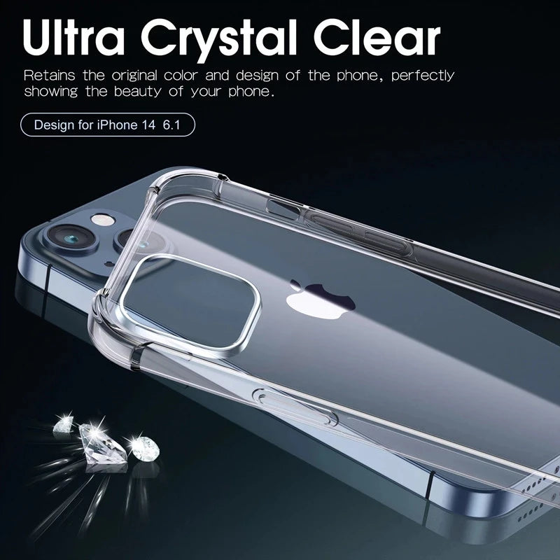 Shockproof Clear Silicone Phone Case for iPhone 7–15 Series | Transparent Soft Protective Cover Kairos & Co.