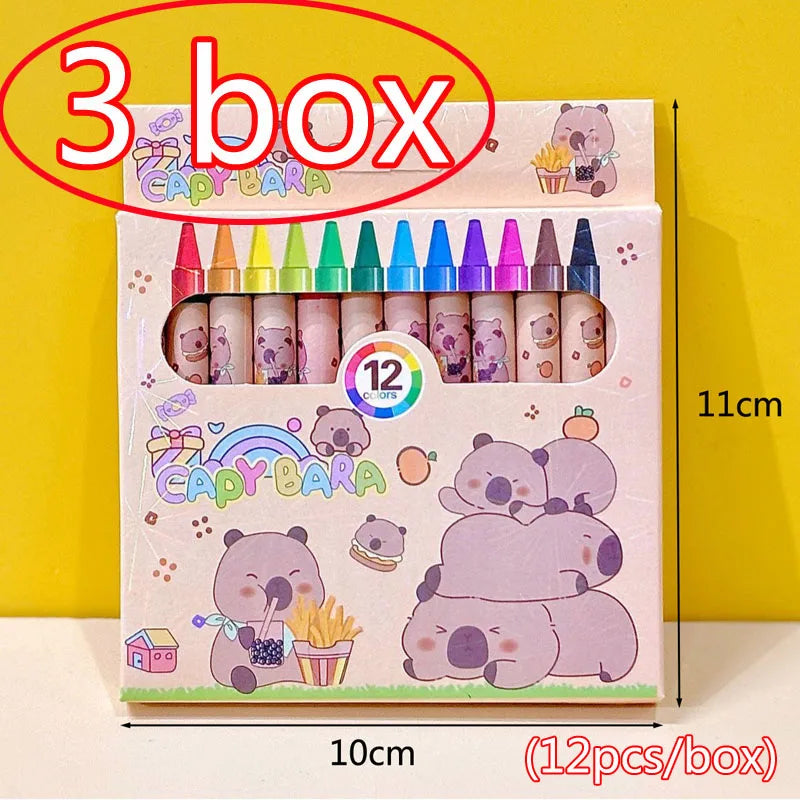 Cute Capybara Crayons – 12 or 36 Colors, Kids Party & Birthday Gift Divina Constitutio