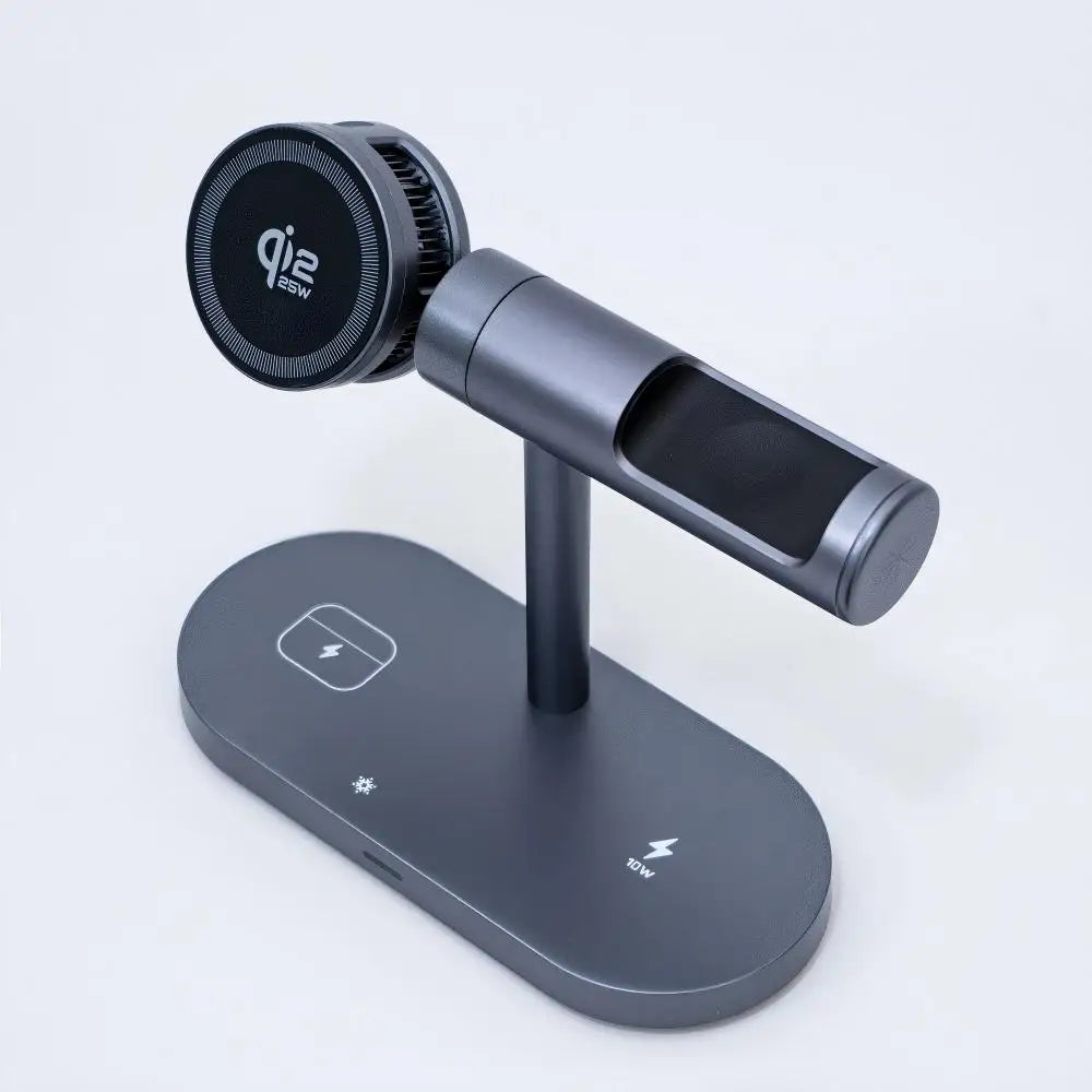 7-in-1 Magnetic Wireless Charging Stand — 25W Qi2.2 Fast Charger with Cooling Fan & LED for iPhone, Watch & AirPods Kairos & Co.