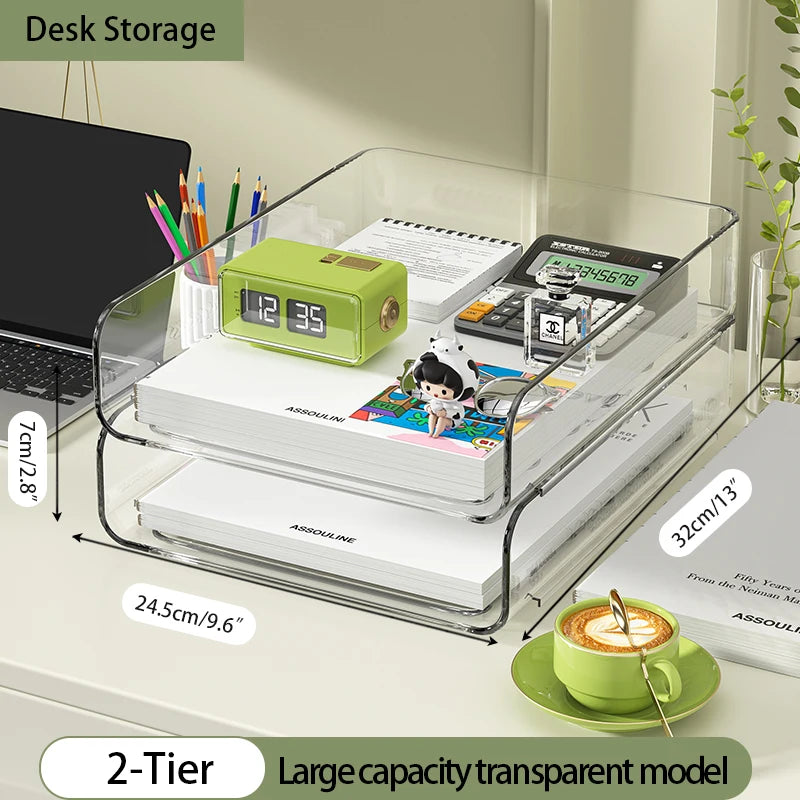 Clear Acrylic Desk Organizer (4-Pack) – Stackable Paper Trays Divina Constitutio