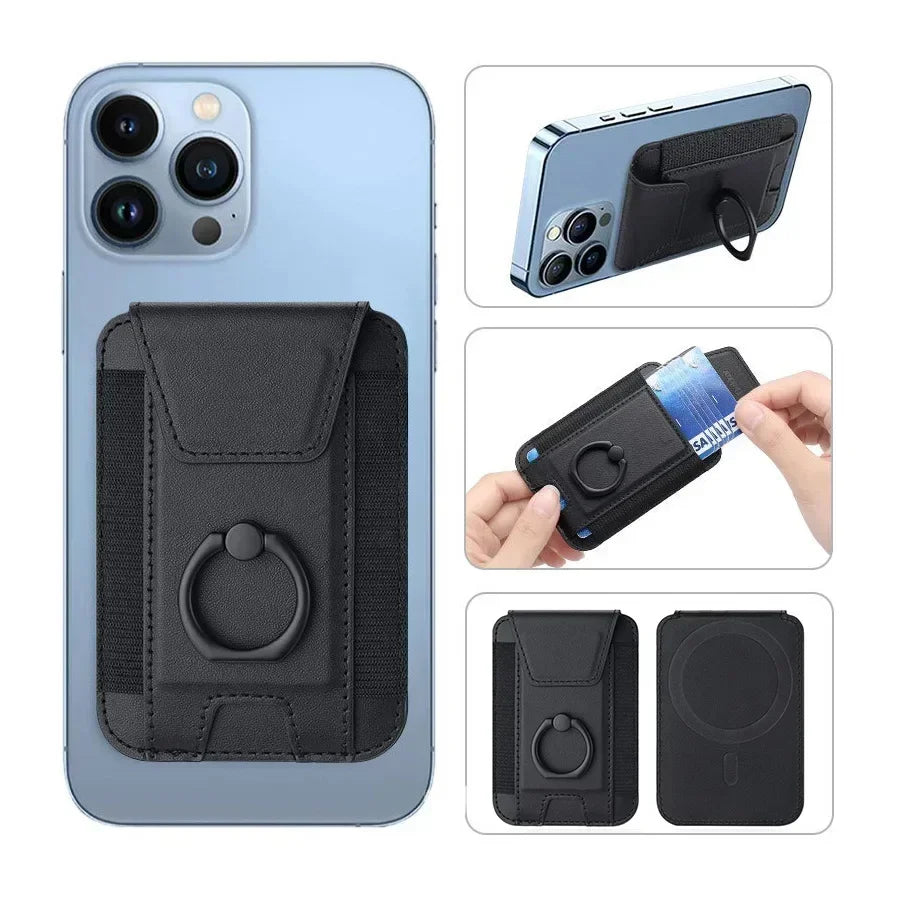 MagSafe Phone Wallet Case with Ring Stand & Flap Cover – PU Leather Magnetic Card Holder for iPhone 12/13/14/15/16 Pro Kairos & Co.