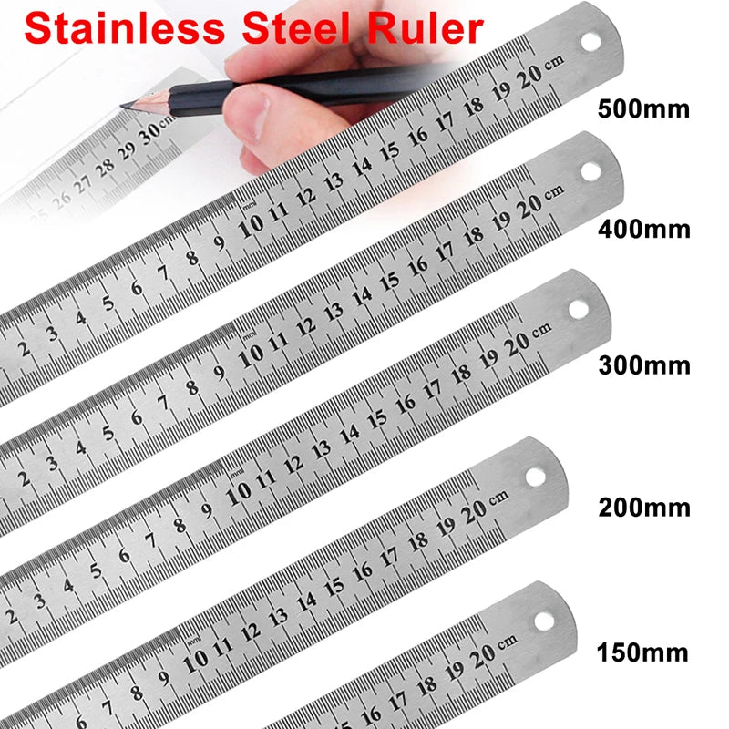 Stainless Steel Ruler – Double-Sided Metal Straight Ruler (150mm-500mm) Divina Constitutio