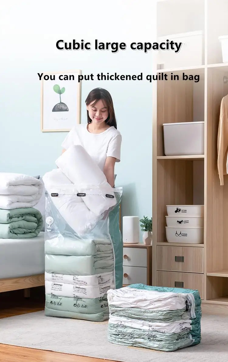 No Need Pump Vacuum Bags Large Plastic Storage Bags for Storing Clothes Blankets Compression Empty Bag Covers Travel Accessories Kairos & Co.