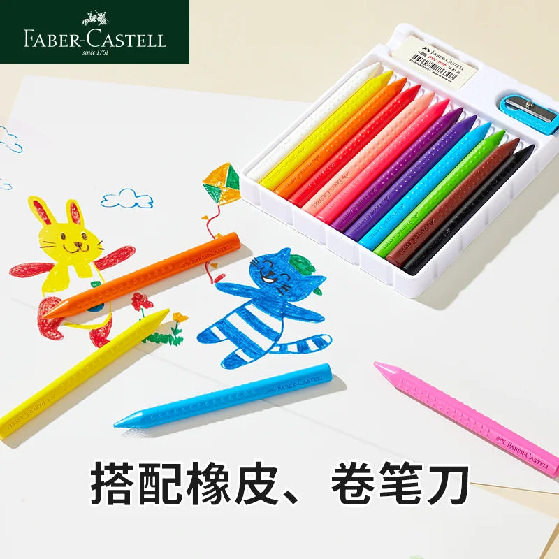Faber-Castell Erasable Plastic Crayons – 12/24 Colors with Eraser & Sharpener Divina Constitutio