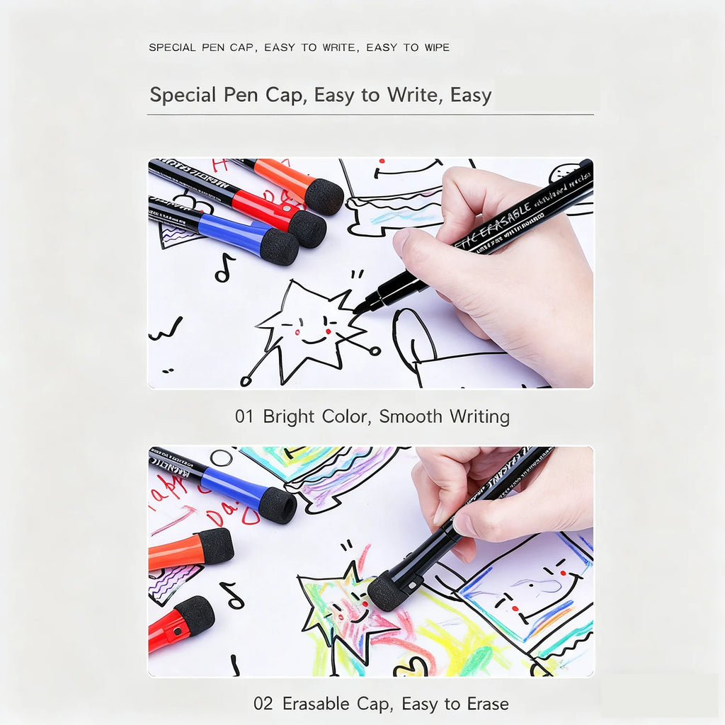 12-Color Dry Erase Marker Set – Magnetic Whiteboard Pens with Eraser Cap Kairos & Co.
