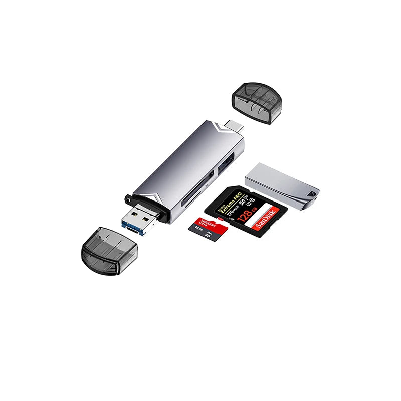 Type-C 6-in-1 Multi-Function Card Reader – High-Speed Data Transfer Adapter Kairos & Co.