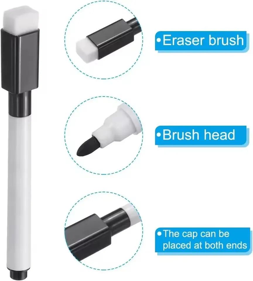 Magnetic Black Dry Erase Markers with Eraser Cap White Board Dry erase Markers Classroom Dry Wipe Pens for Home Office School Kairos & Co.