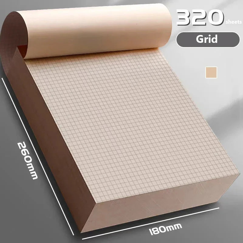 320 Sheets Draft Paper Notebook – Thickened, Ruled & Blank Pages for Student Study, Math Practice & Drawing Kairos & Co.
