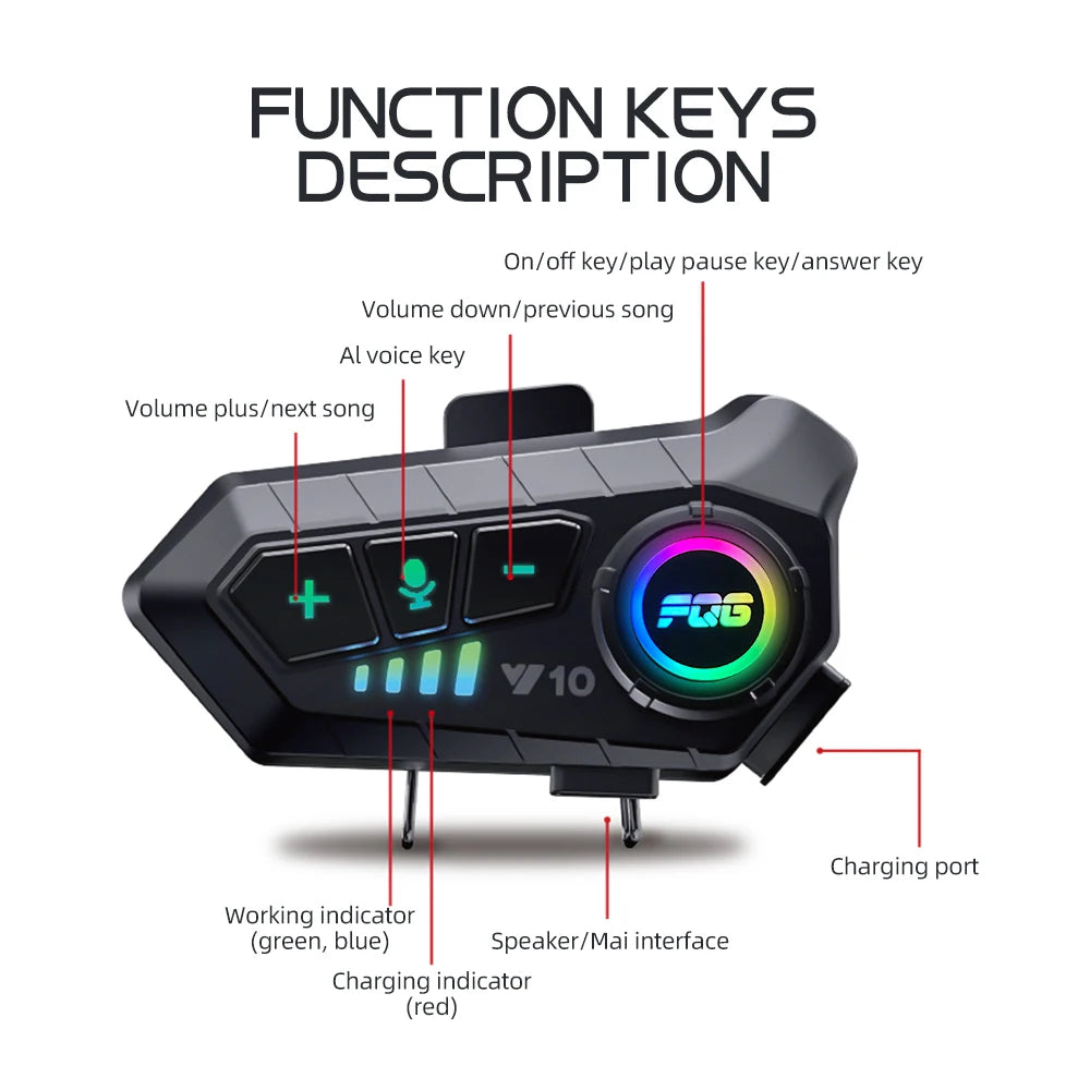 Bluetooth 5.3 Helmet Headset Wireless Hands-free Call Phone Kit Motorcycle Waterproof Earphone MP3 Music Player Speaker for Moto Kairos & Co.