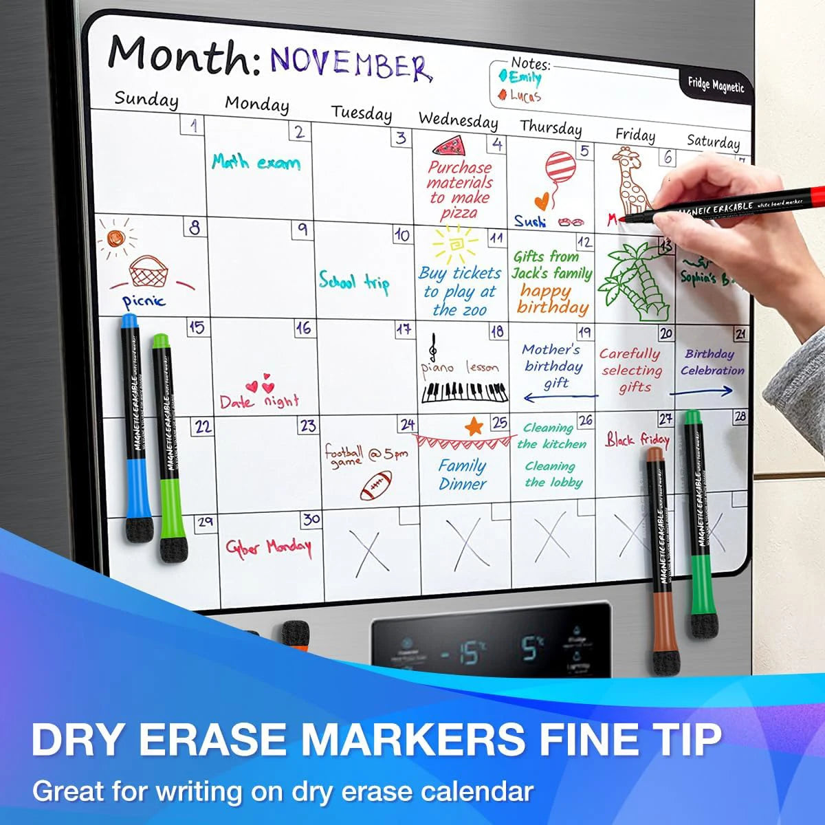 12-Color Dry Erase Marker Set – Magnetic Whiteboard Pens with Eraser Cap Kairos & Co.