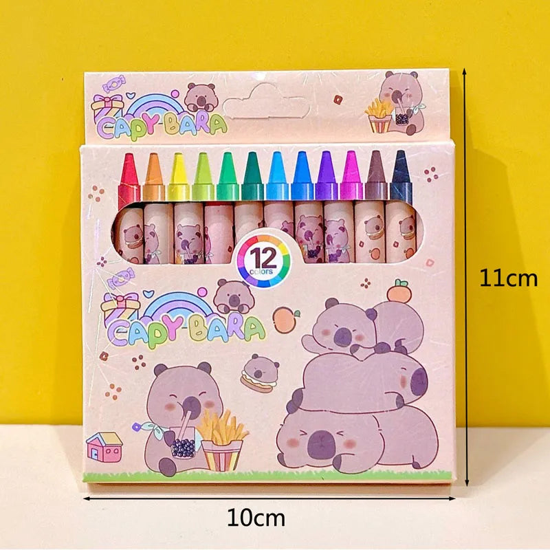 Cute Capybara Crayons – 12 or 36 Colors, Kids Party & Birthday Gift Divina Constitutio