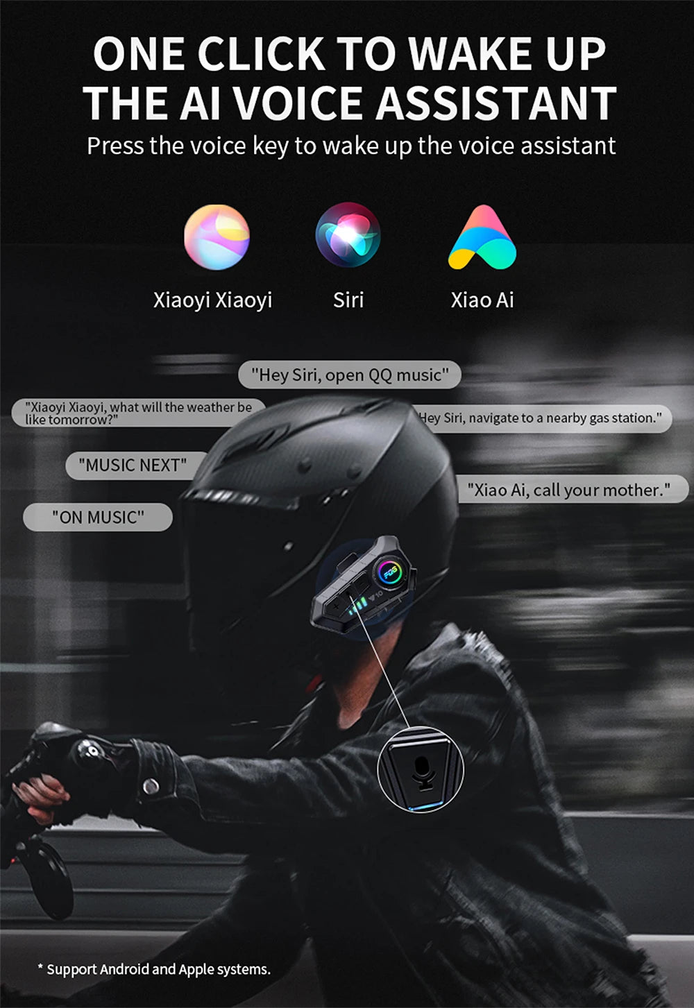 Bluetooth 5.3 Helmet Headset Wireless Hands-free Call Phone Kit Motorcycle Waterproof Earphone MP3 Music Player Speaker for Moto Kairos & Co.