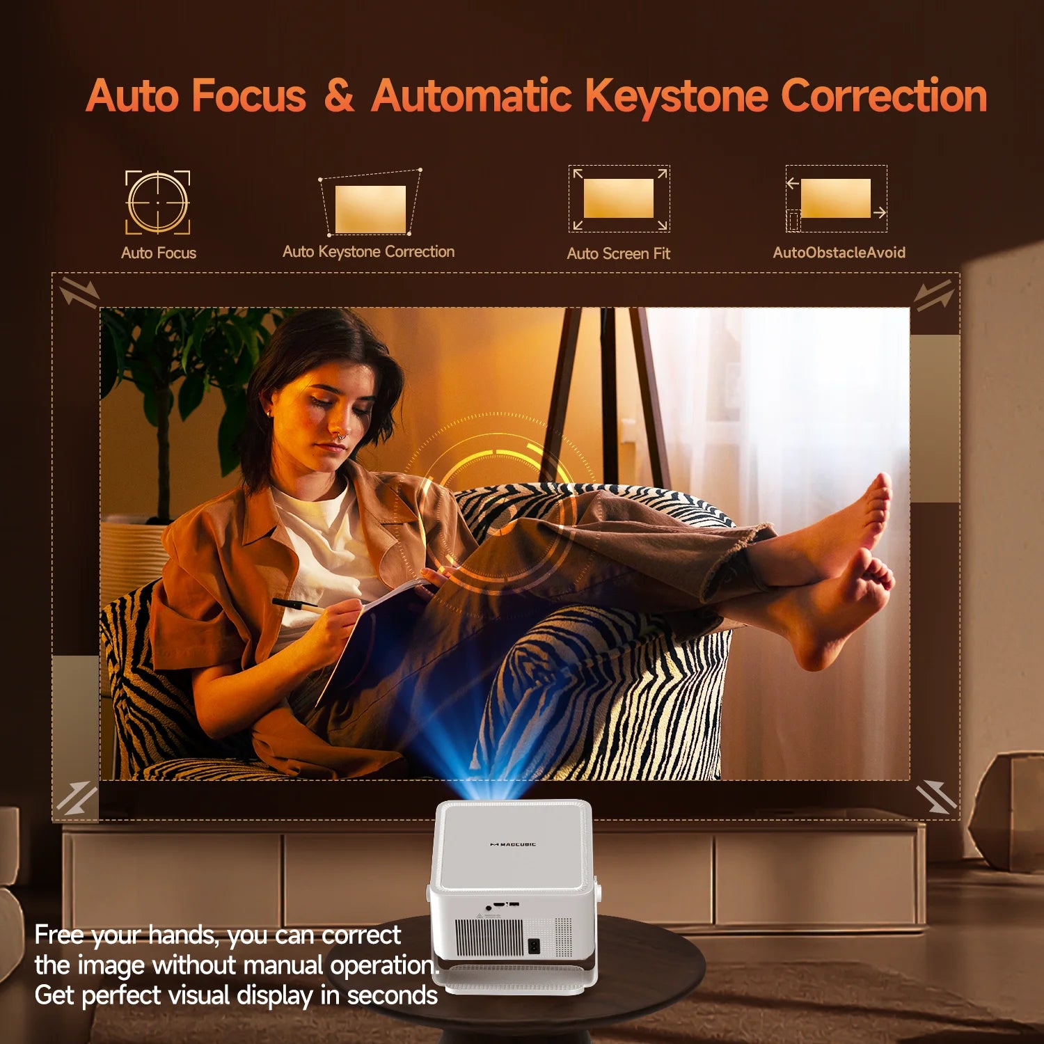 Magcubic HY450MAX 1100ANSI Android 14 Portable Outdoor Projector 1080P Auto Focus 8K Support WIFI6 Beam Mini Projector Kairos & Co.