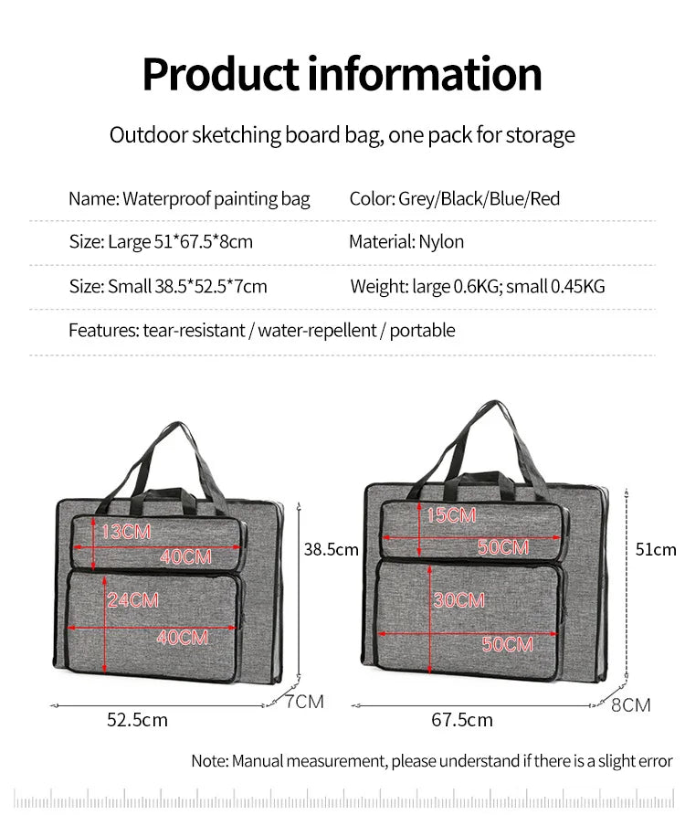 Waterproof Nylon Drawing Board Bag – 8K/4K Art Supplies Carrying Case Divina Constitutio