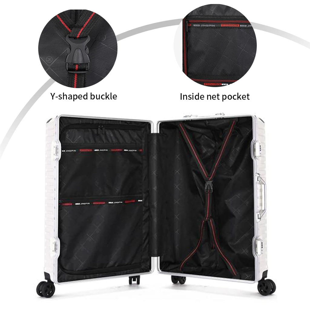 Trolley Luggage 20 24 26 28" Aluminum Frame Rolling Luggage Case USB Travel Suitcase on Wheels Combination Lock Carry on Luggage Kairos & Co.