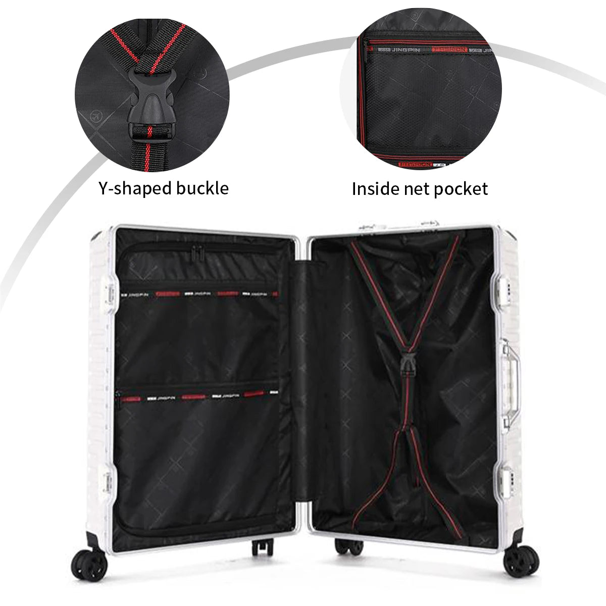 Trolley Luggage 20 24 26 28" Aluminum Frame Rolling Luggage Case USB Travel Suitcase on Wheels Combination Lock Carry on Luggage Kairos & Co.